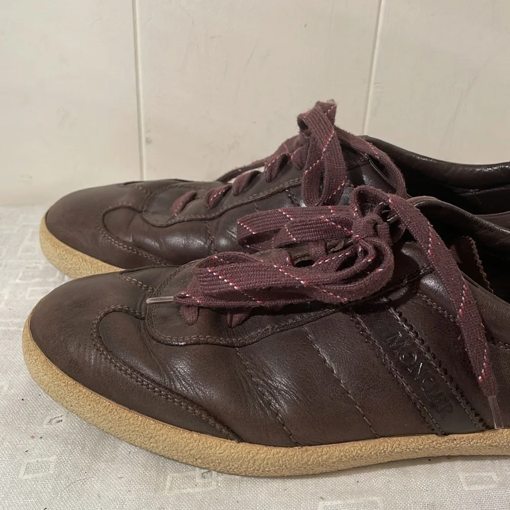 Moncler Chocolate Brown Leather Sneakers Unisex